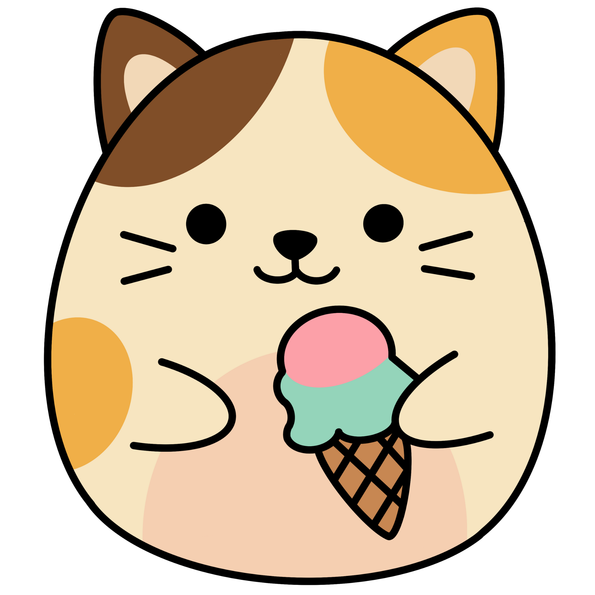 Calico Cat Ice Cream Kawaii Plushie Cross-Stitch Pattern